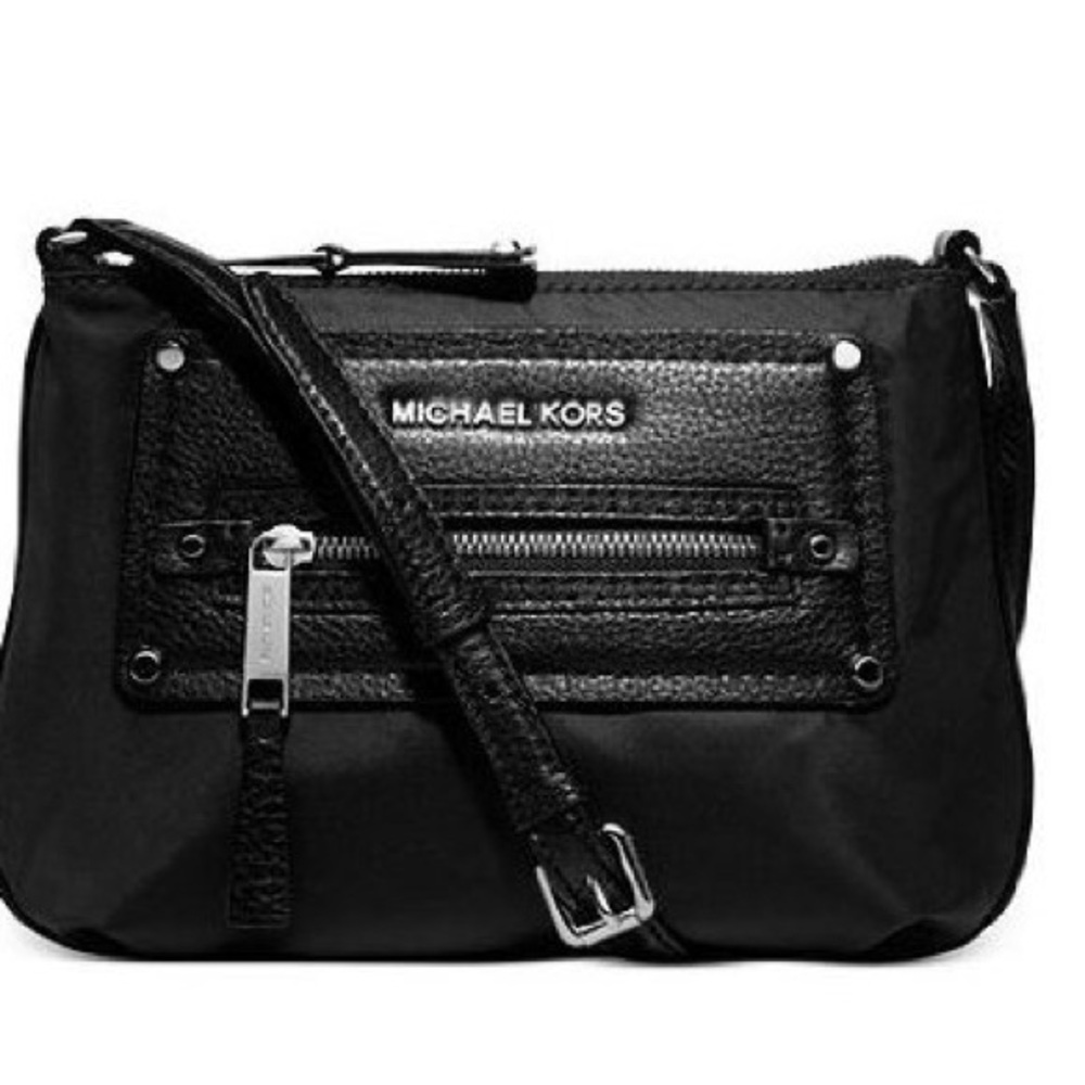Michael Kors Black Crossbody Bag with Multi-Zipper Design